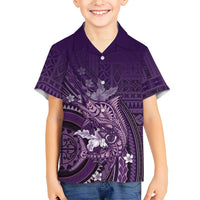 Samoa Tatau Marlin Kid Hawaiian Shirt With Siapo Motifs Violet