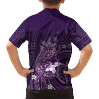 Samoa Tatau Marlin Kid Hawaiian Shirt With Siapo Motifs Violet