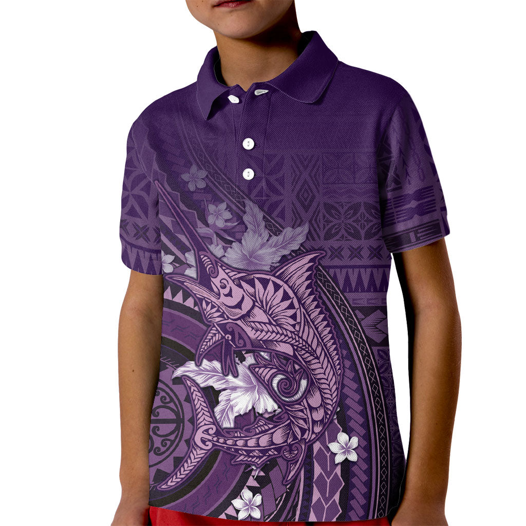 Samoa Tatau Marlin Kid Polo Shirt With Siapo Motifs Violet