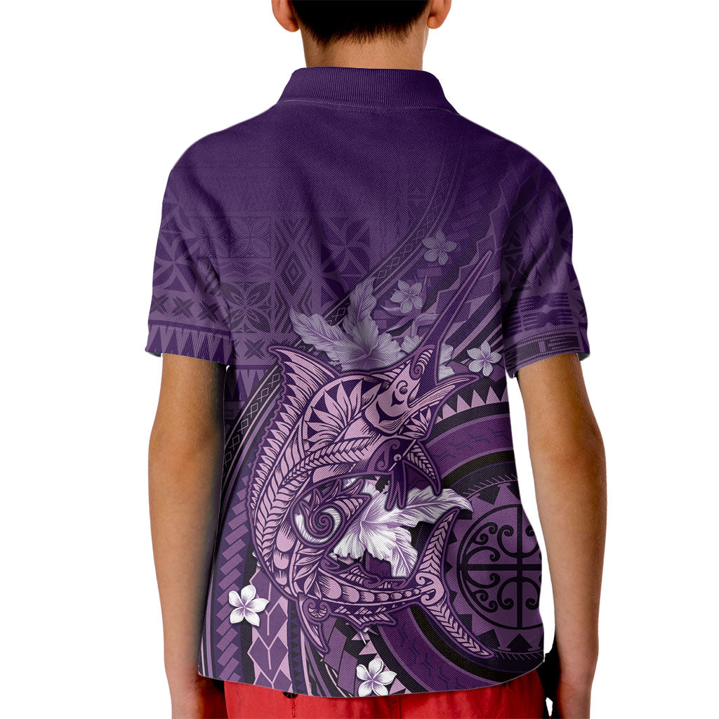Samoa Tatau Marlin Kid Polo Shirt With Siapo Motifs Violet