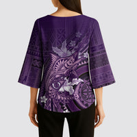 Samoa Tatau Marlin Kimono Sleeve Blouse With Siapo Motifs Violet
