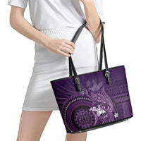 Samoa Tatau Marlin Leather Tote Bag With Siapo Motifs Violet