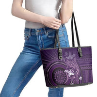 Samoa Tatau Marlin Leather Tote Bag With Siapo Motifs Violet