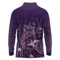 Samoa Tatau Marlin Long Sleeve Polo Shirt With Siapo Motifs Violet