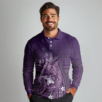 Samoa Tatau Marlin Long Sleeve Polo Shirt With Siapo Motifs Violet