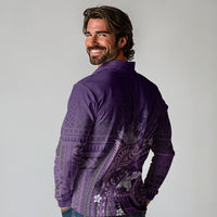 Samoa Tatau Marlin Long Sleeve Polo Shirt With Siapo Motifs Violet
