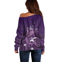 Samoa Tatau Marlin Off Shoulder Sweater With Siapo Motifs Violet