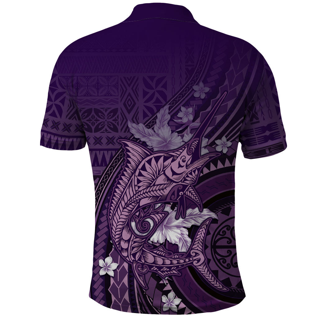 Samoa Tatau Marlin Polo Shirt With Siapo Motifs Violet