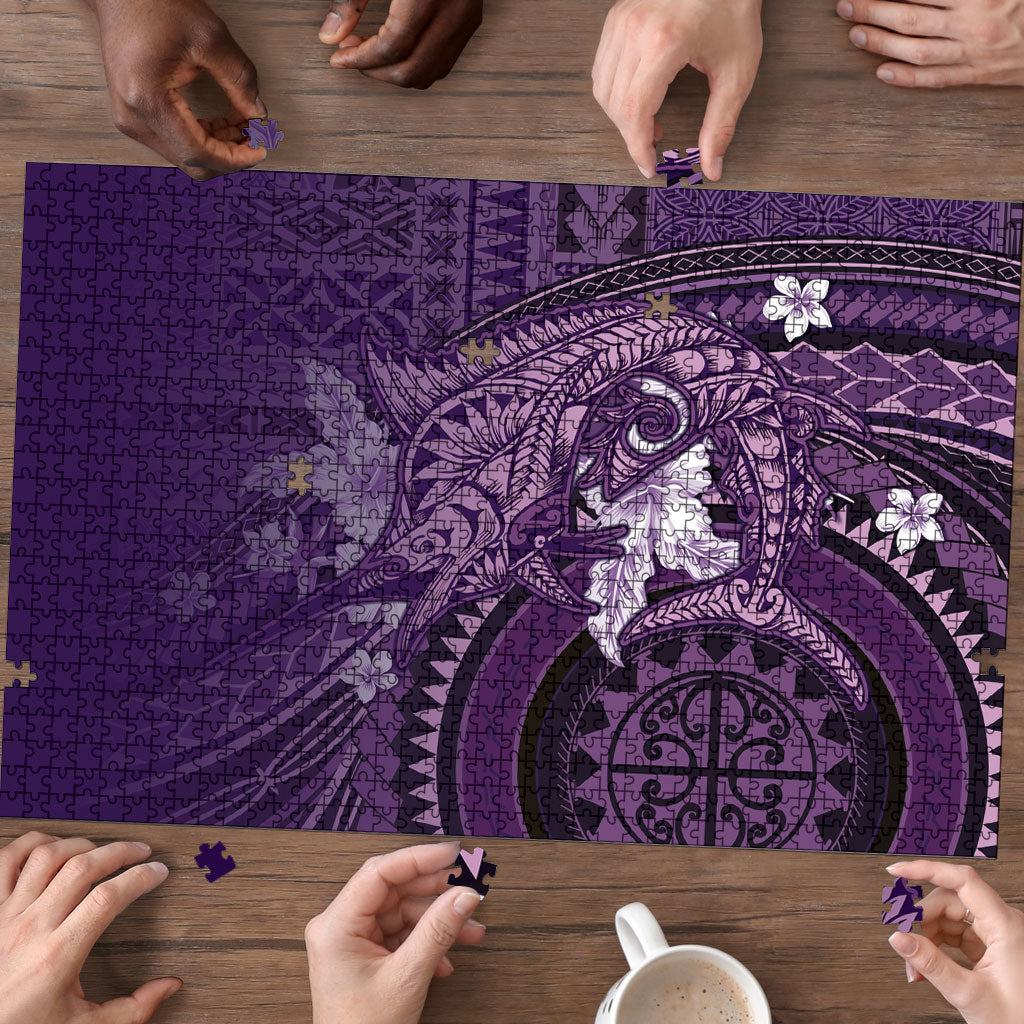 Samoa Tatau Marlin Puzzle With Siapo Motifs Violet