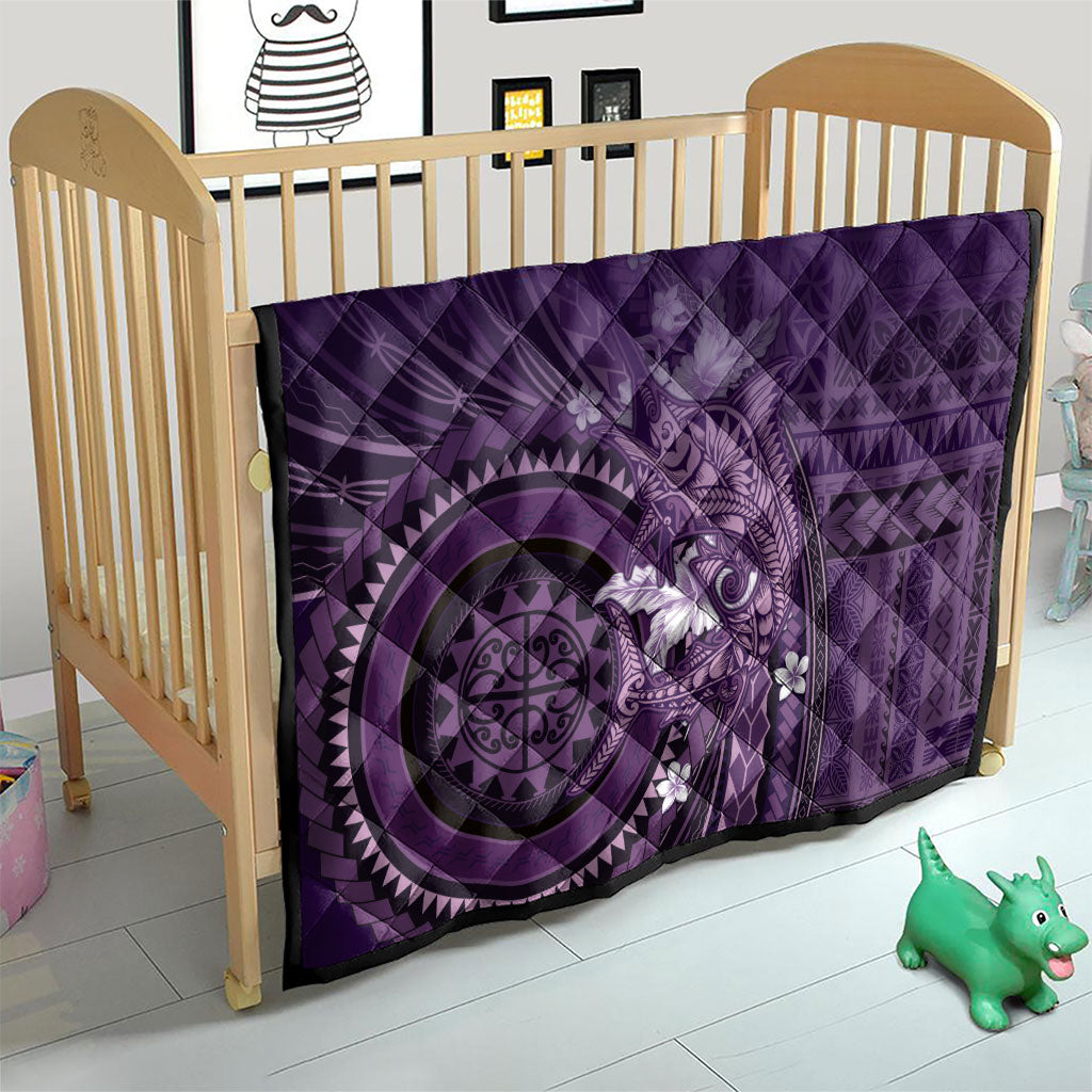 Samoa Tatau Marlin Quilt With Siapo Motifs Violet