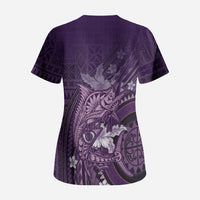 Samoa Tatau Marlin Scrub Top With Siapo Motifs Violet
