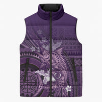 Samoa Tatau Marlin Sleeveless Puffer Jacket With Siapo Motifs Violet