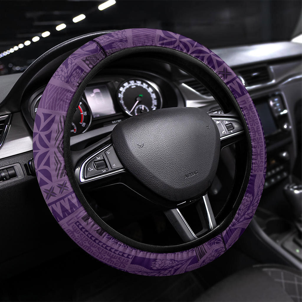 Samoa Tatau Marlin Steering Wheel Cover With Siapo Motifs Violet