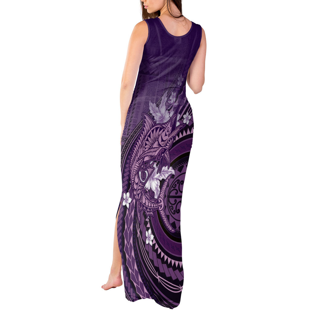 Samoa Tatau Marlin Tank Maxi Dress With Siapo Motifs Violet