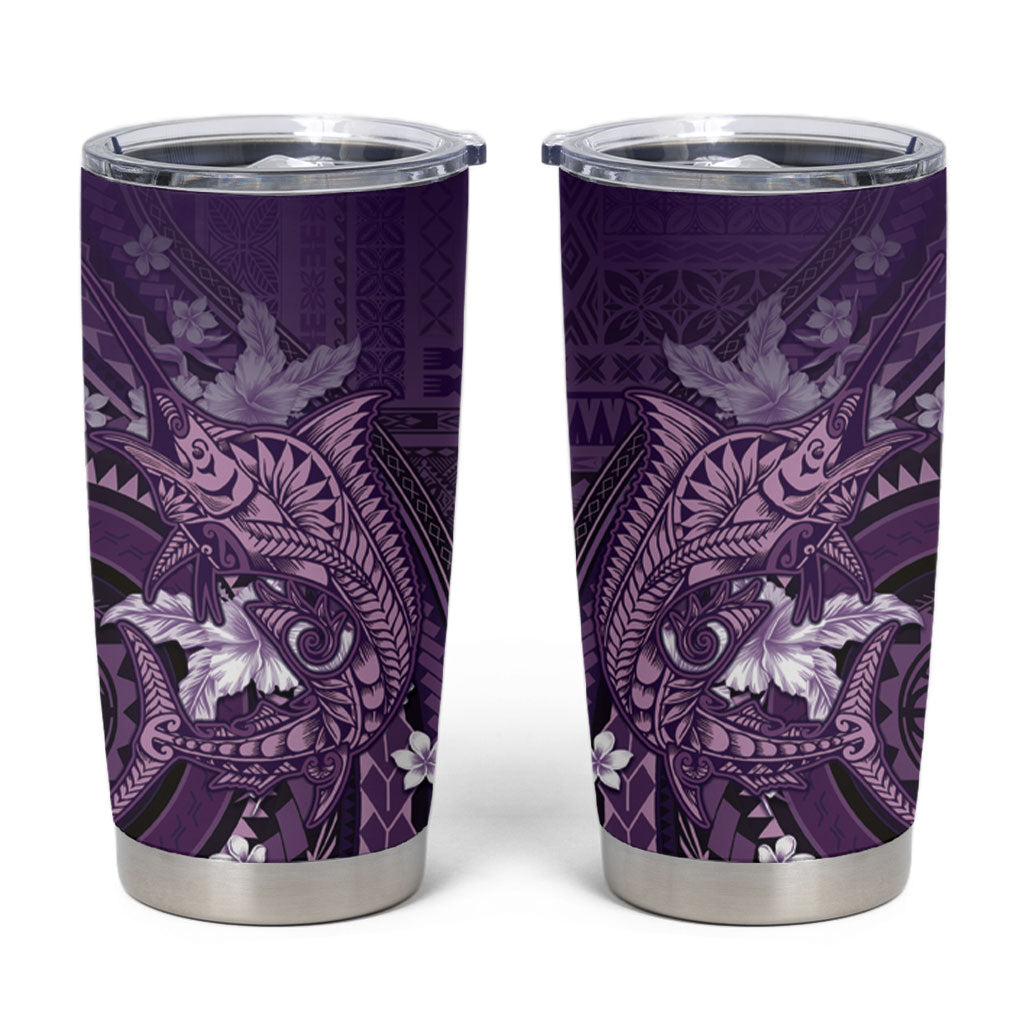 Samoa Tatau Marlin Tumbler Cup With Siapo Motifs Violet