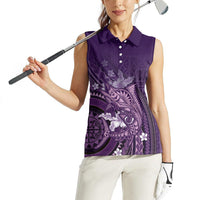 Samoa Tatau Marlin Women Sleeveless Polo Shirt With Siapo Motifs Violet