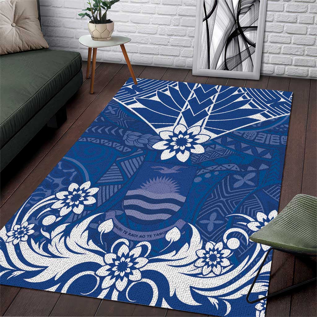 Wikin te Taetae ni Kiribati Area Rug Pacific Tapa Pattern LT05 Blue - Polynesian Pride