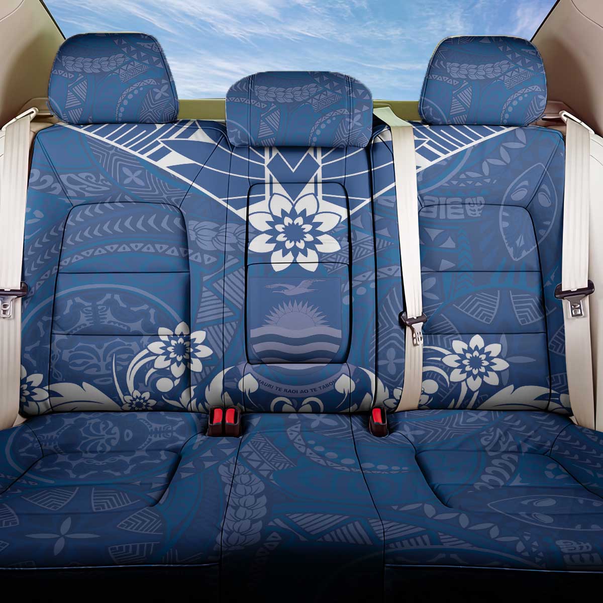 Wikin te Taetae ni Kiribati Back Car Seat Cover Pacific Tapa Pattern LT05 One Size Blue - Polynesian Pride