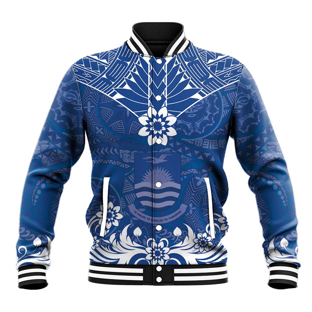 Wikin te Taetae ni Kiribati Baseball Jacket Pacific Tapa Pattern LT05 Unisex Blue - Polynesian Pride