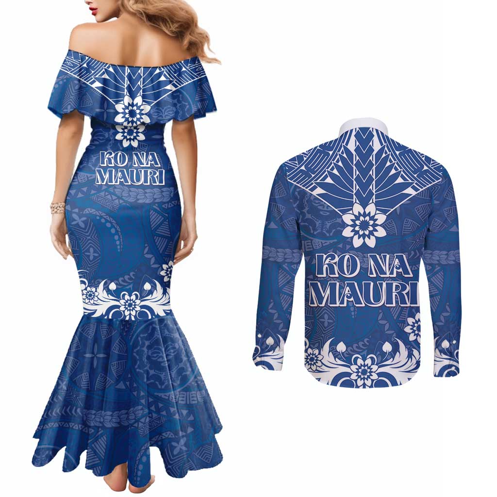 Wikin te Taetae ni Kiribati Couples Matching Mermaid Dress and Long Sleeve Button Shirt Pacific Tapa Pattern