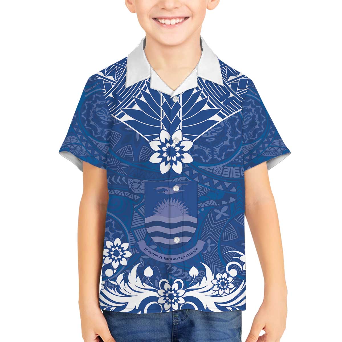 Wikin te Taetae ni Kiribati Family Matching Off The Shoulder Long Sleeve Dress and Hawaiian Shirt Pacific Tapa Pattern