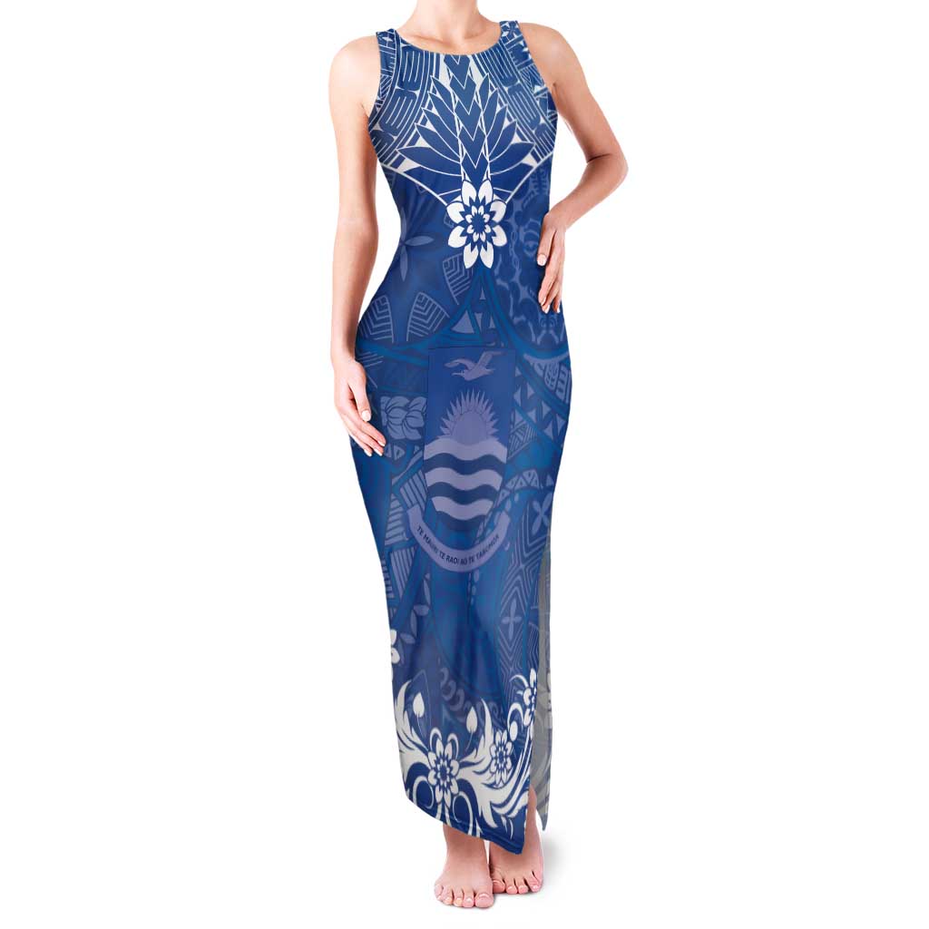 Wikin te Taetae ni Kiribati Family Matching Tank Maxi Dress and Hawaiian Shirt Pacific Tapa Pattern