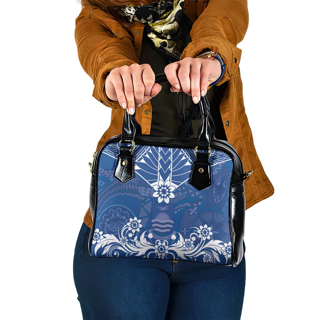 Wikin te Taetae ni Kiribati Shoulder Handbag Pacific Tapa Pattern LT05 One Size Blue - Polynesian Pride