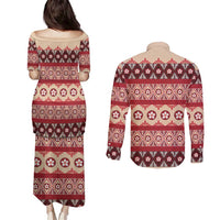 Tonga Language Week Couples Matching Puletasi and Long Sleeve Button Shirt Lea Faka-Tonga Everyday - Polynesian Pride