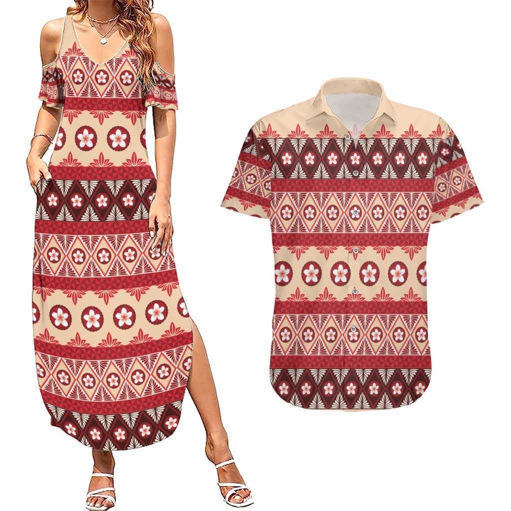 Tonga Language Week Couples Matching Summer Maxi Dress and Hawaiian Shirt Lea Faka-Tonga Everyday - Polynesian Pride