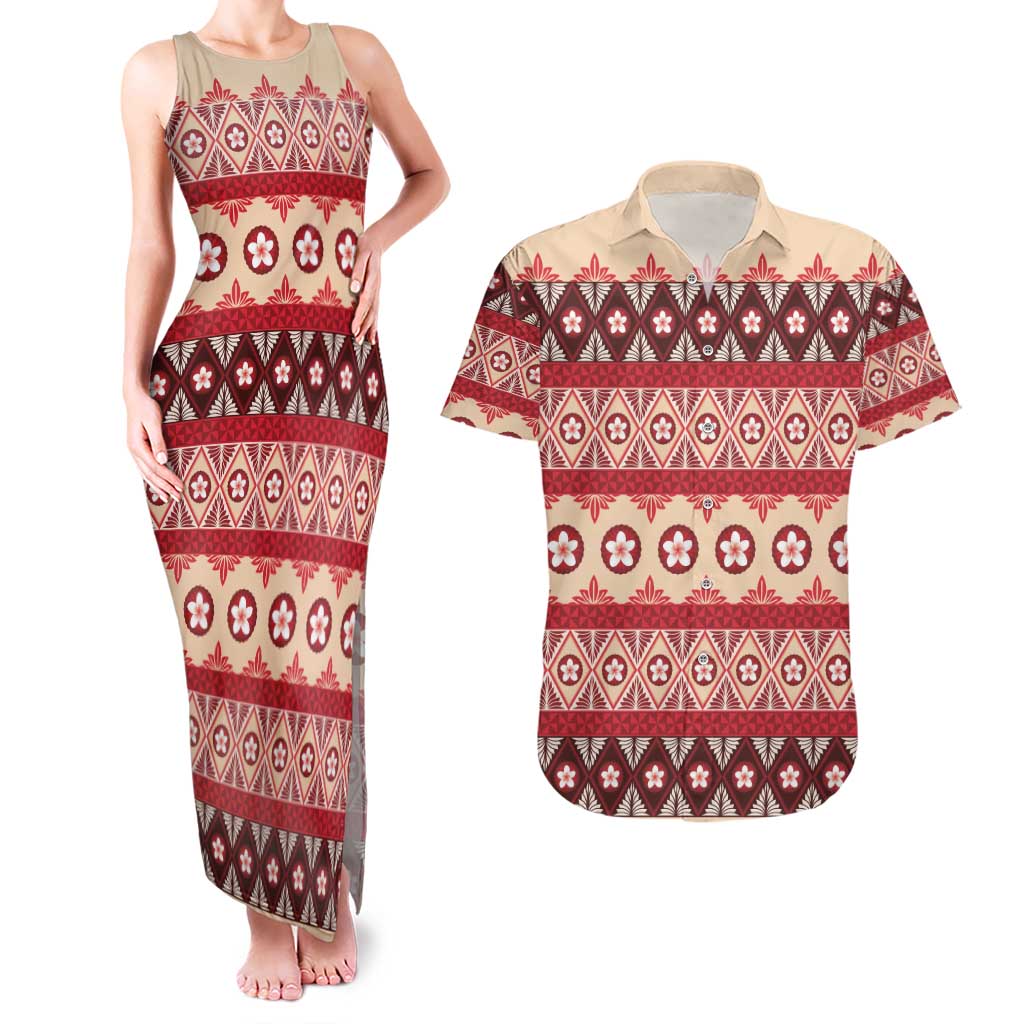 Tonga Language Week Couples Matching Tank Maxi Dress and Hawaiian Shirt Lea Faka-Tonga Everyday - Polynesian Pride
