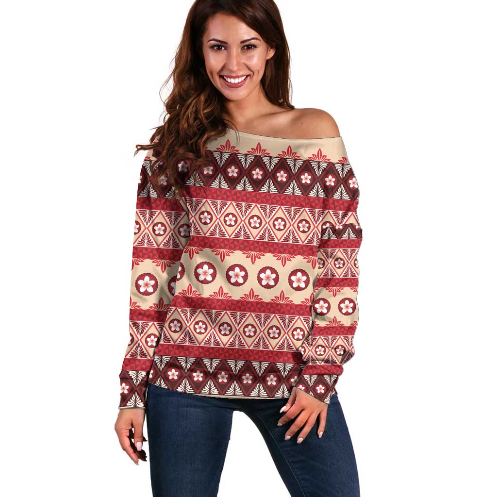 Tonga Language Week Off Shoulder Sweater Lea Faka-Tonga Everyday - Polynesian Pride
