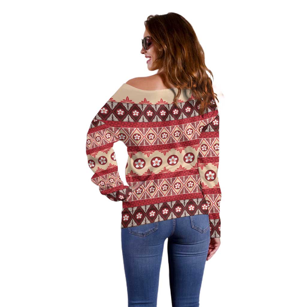 Tonga Language Week Off Shoulder Sweater Lea Faka-Tonga Everyday - Polynesian Pride