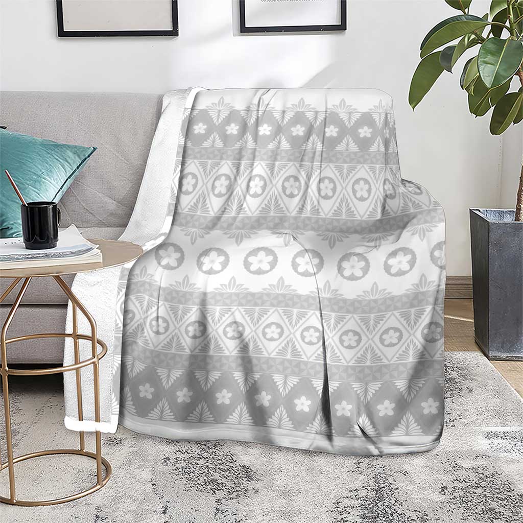 Tonga White Sunday Blanket Tongan Ngatu Siale Pattern - Polynesian Pride