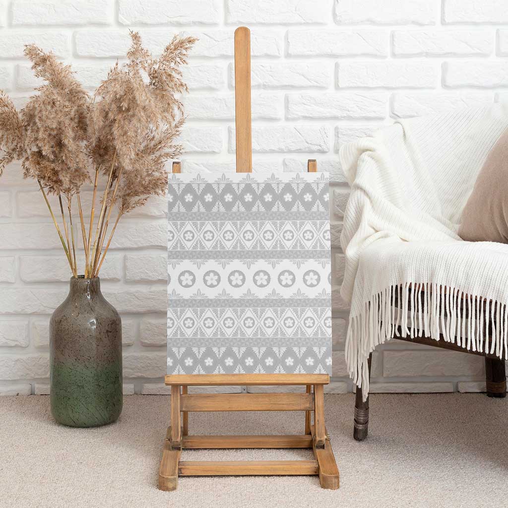 Tonga White Sunday Canvas Wall Art Tongan Ngatu Siale Pattern - Polynesian Pride