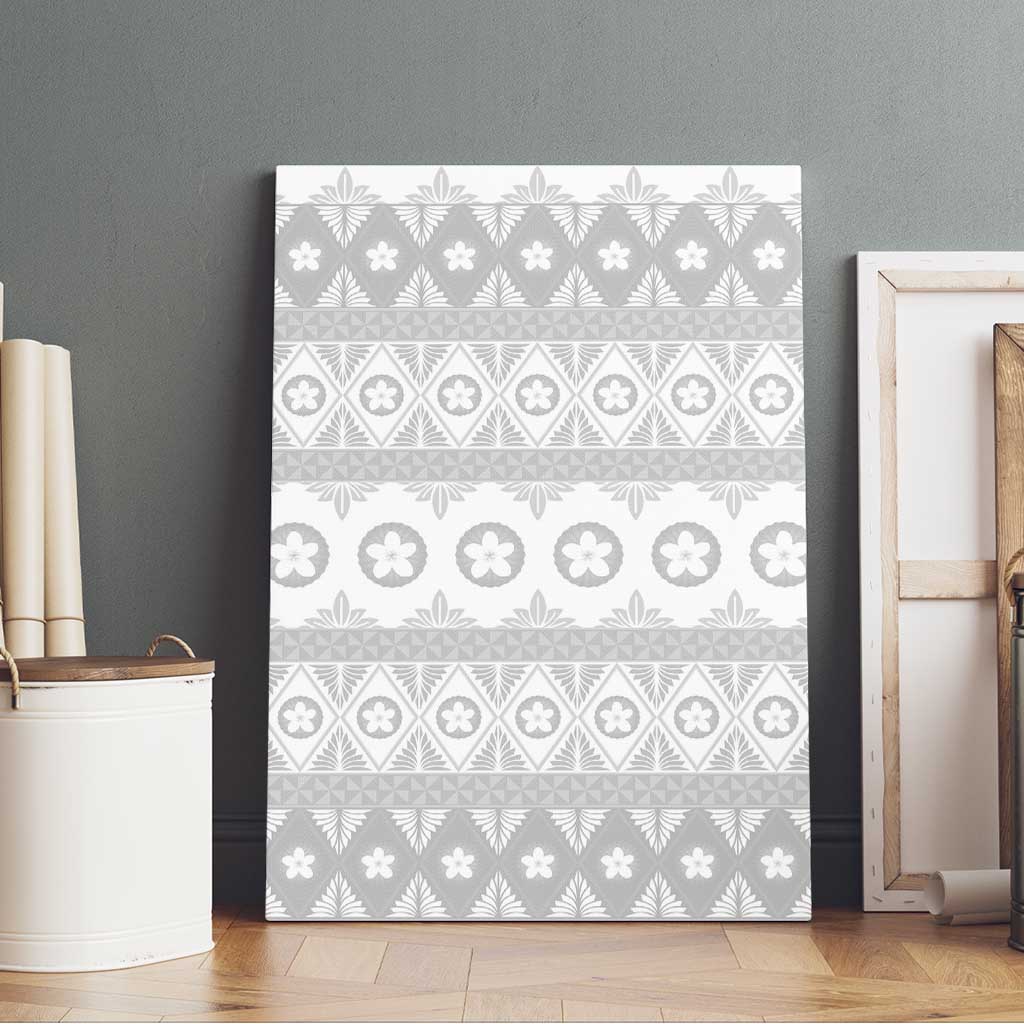 Tonga White Sunday Canvas Wall Art Tongan Ngatu Siale Pattern - Polynesian Pride