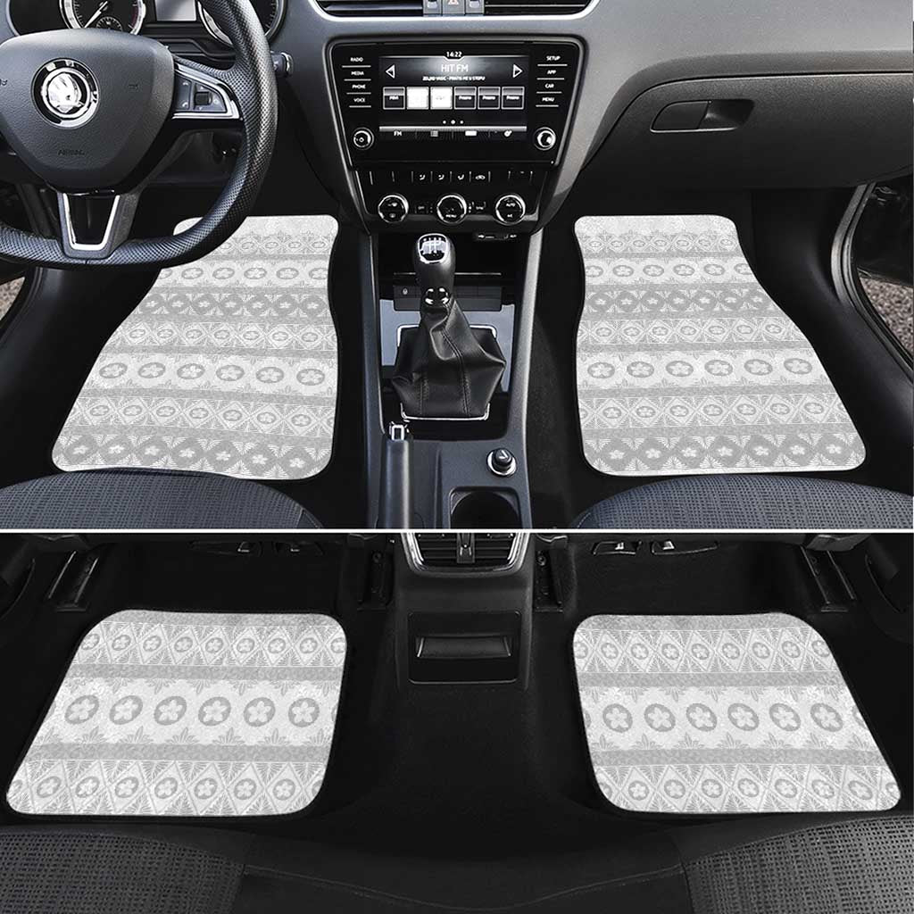 Tonga White Sunday Car Mats Tongan Ngatu Siale Pattern - Polynesian Pride