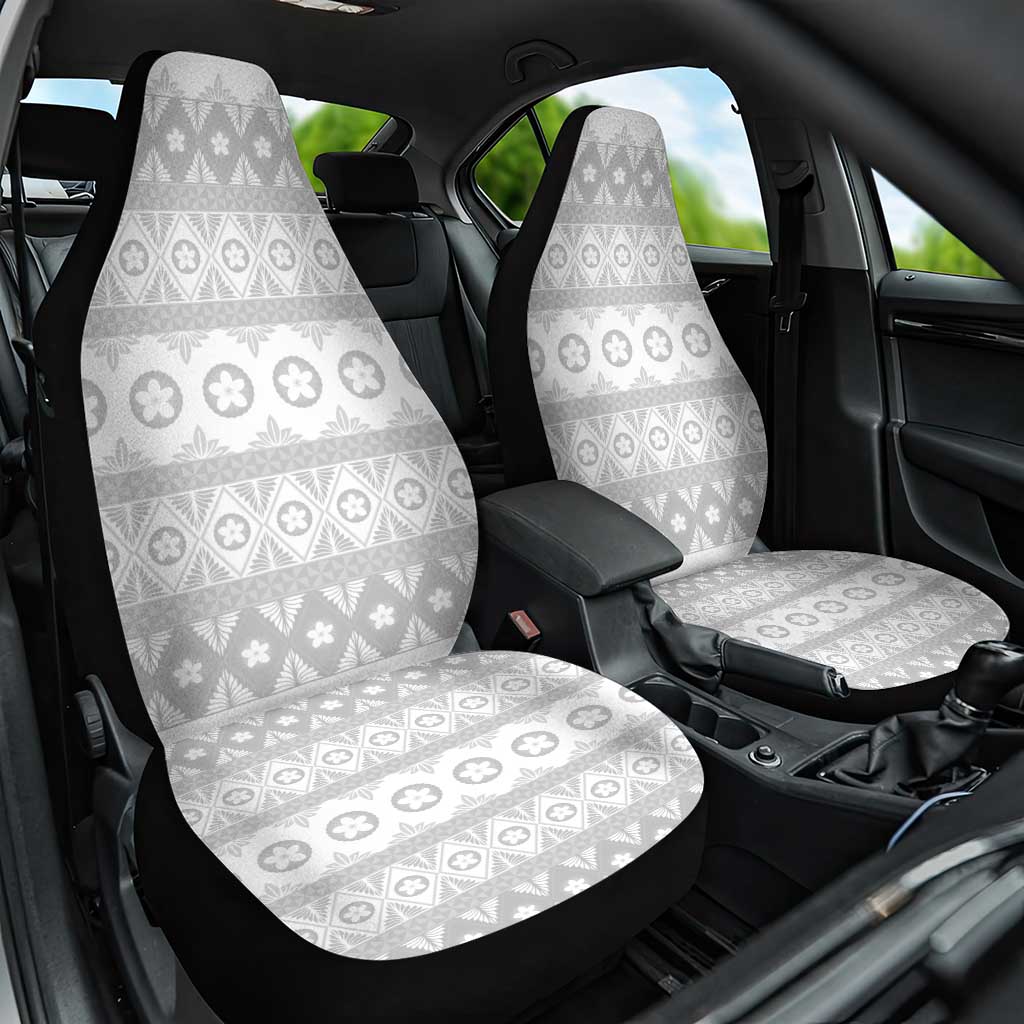 Tonga White Sunday Car Seat Cover Tongan Ngatu Siale Pattern - Polynesian Pride
