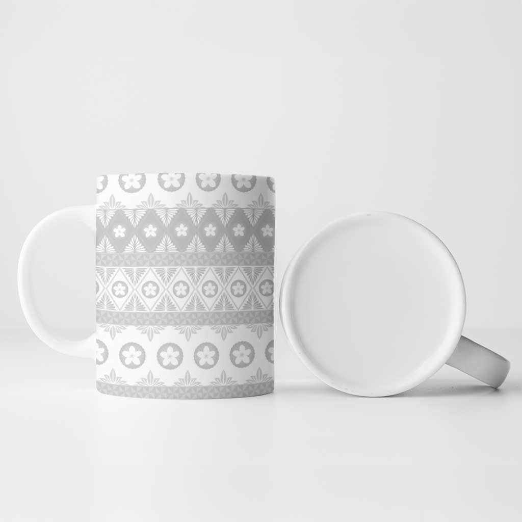 Tonga White Sunday Ceramic Mug Tongan Ngatu Siale Pattern - Polynesian Pride