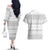 Tonga White Sunday Couples Matching Off The Shoulder Long Sleeve Dress and Hawaiian Shirt Tongan Ngatu Siale Pattern - Polynesian Pride