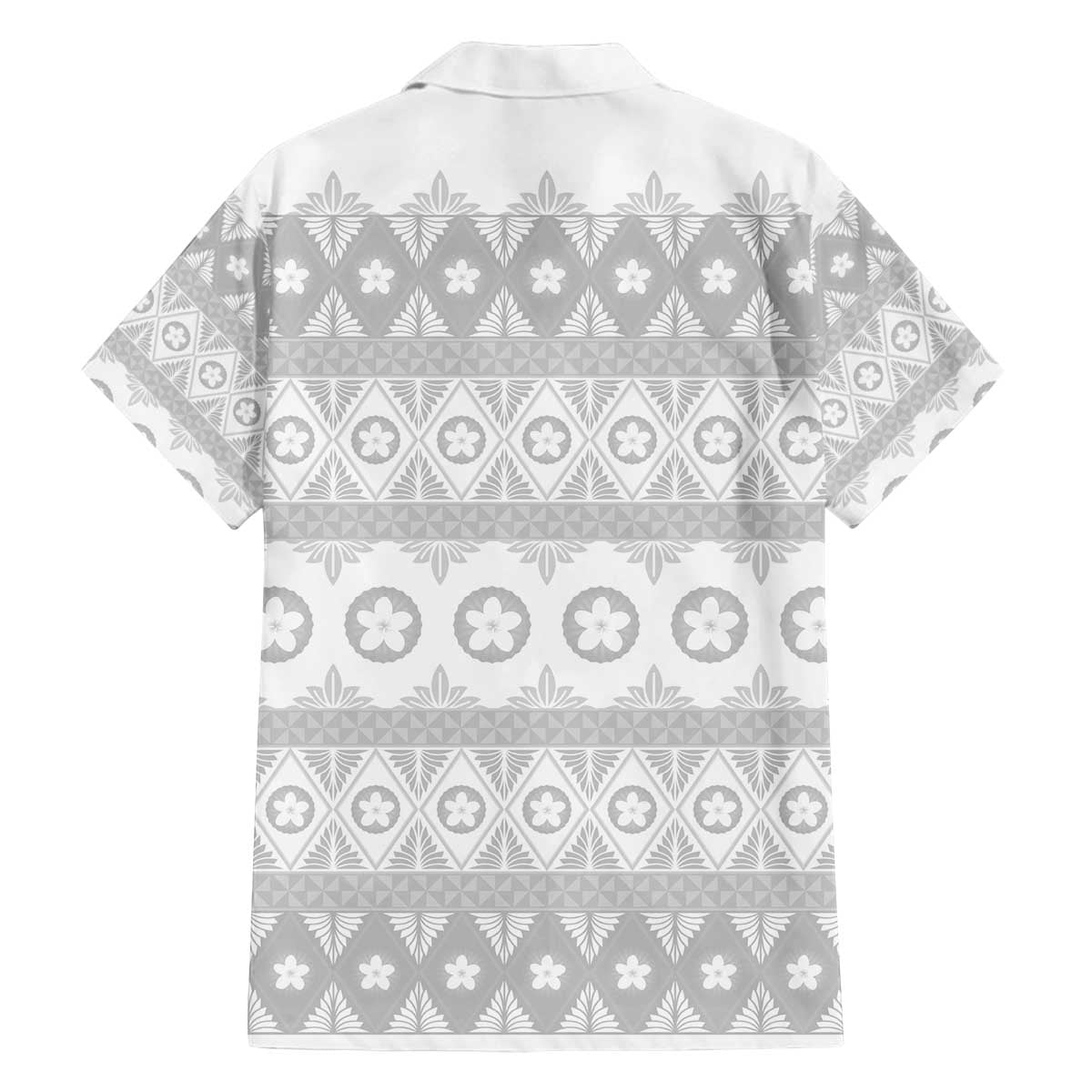 Tonga White Sunday Family Matching Off The Shoulder Long Sleeve Dress and Hawaiian Shirt Tongan Ngatu Siale Pattern LT05 - Polynesian Pride