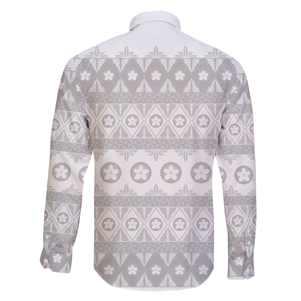 Tonga White Sunday Family Matching Off The Shoulder Long Sleeve Dress and Hawaiian Shirt Tongan Ngatu Siale Pattern LT05 - Polynesian Pride