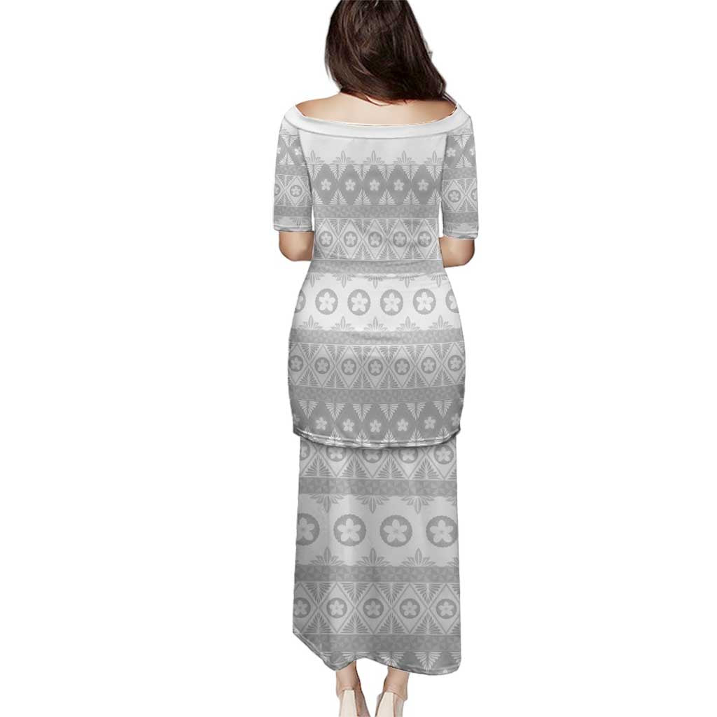 Tonga White Sunday Family Matching Puletasi and Hawaiian Shirt Tongan Ngatu Siale Pattern - Polynesian Pride