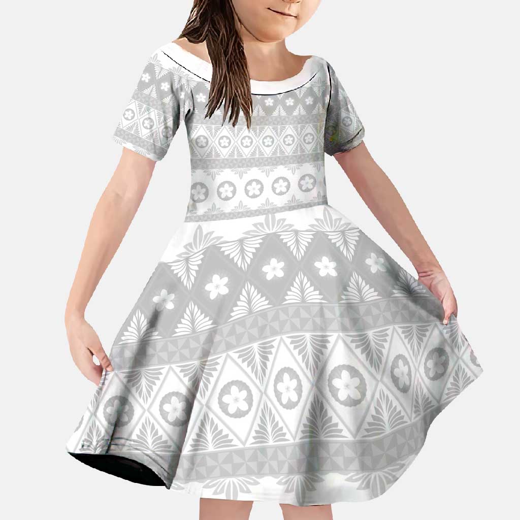 Tonga White Sunday Family Matching Summer Maxi Dress and Hawaiian Shirt Tongan Ngatu Siale Pattern - Polynesian Pride