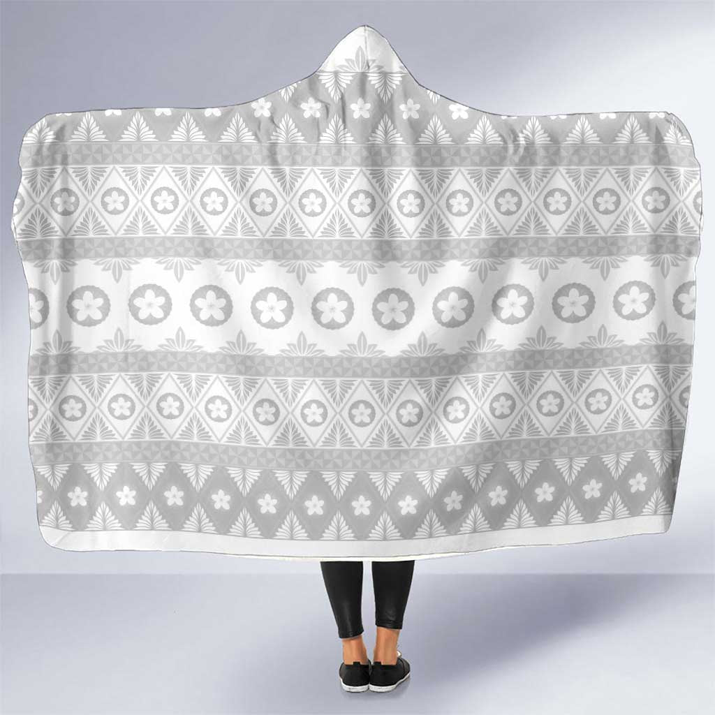 Tonga White Sunday Hooded Blanket Tongan Ngatu Siale Pattern - Polynesian Pride