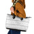 Tonga White Sunday Leather Tote Bag Tongan Ngatu Siale Pattern - Polynesian Pride