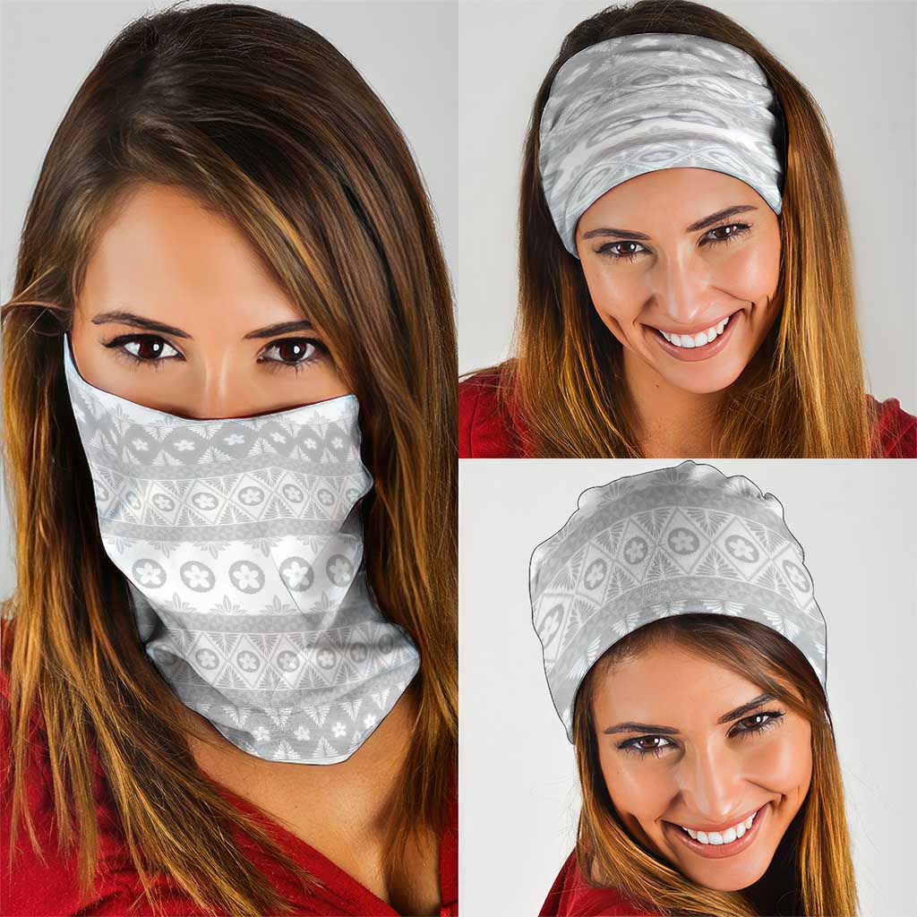 Tonga White Sunday Neck Gaiter Tongan Ngatu Siale Pattern - Polynesian Pride