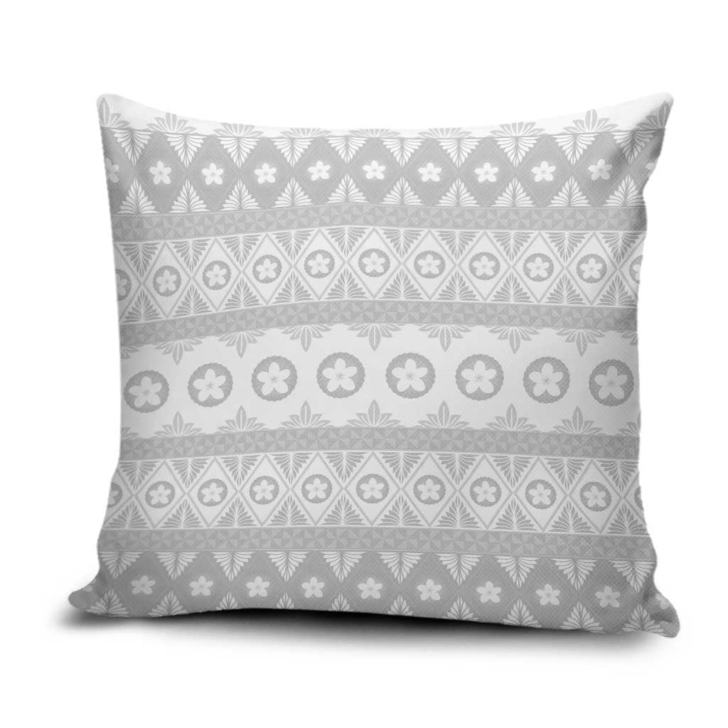 Tonga White Sunday Pillow Cover Tongan Ngatu Siale Pattern - Polynesian Pride