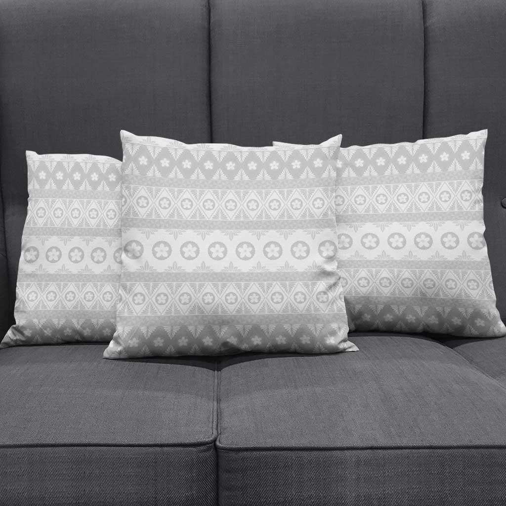 Tonga White Sunday Pillow Cover Tongan Ngatu Siale Pattern - Polynesian Pride