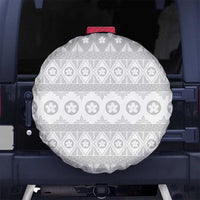Tonga White Sunday Spare Tire Cover Tongan Ngatu Siale Pattern - Polynesian Pride