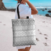 Tonga White Sunday Tote Bag Tongan Ngatu Siale Pattern - Polynesian Pride